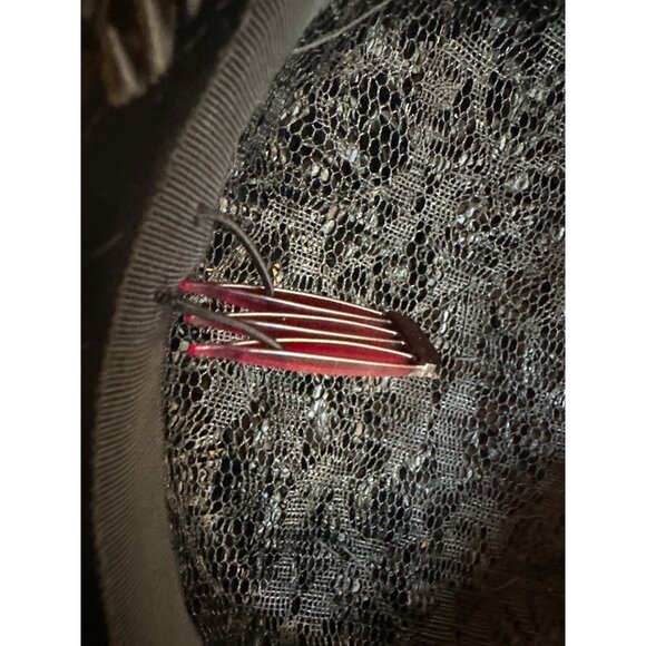 Vintage 60's Retro Black Woven Straw Hat Bow Detail Original Box - Picture 8 of 10